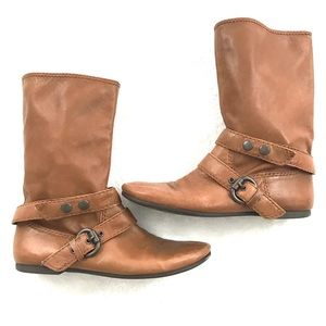 Nine West Sheriff Tan Brown Booties with Buckle